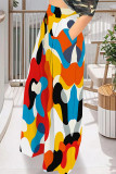 Black Casual Street Camouflage Print Stripe Pocket Contrast Loose High Waist Wide Leg Full Print Bottoms