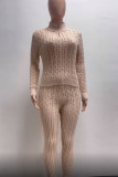 Grey Casual Solid Color Patchwork Zipper Zipper Collar Long Sleeve Two Pieces