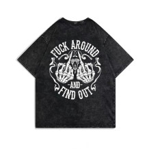 Black FUCK AROUND AND FIND OUT PRINTING WASHED T-SHIRT