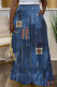Medium Blue Casual Faux Denim Print Basic Regular High Waist Wide Leg Full Print Trousers