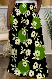 White Casual Street Geometric Print Flowers Splashed ink printing Pocket Contrast Loose High Waist Wide Leg Full Print Bottoms