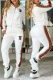 White Casual Street Letters Patchwork Zipper Texture Hooded Long Sleeve Two Pieces