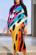 Colour Elegant Print Patchwork O Neck Long Dresses