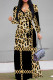 Leopard Print Casual Leopard Print Patchwork V Neck Long Dresses