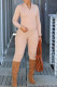 Khaki Casual Solid Color Patchwork Zipper Zipper Collar Long Sleeve Two Pieces