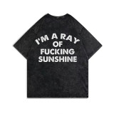 Black I'M A RAY OF FUCKING SUNSHINE PRINTING WASHED T-SHIRT