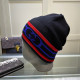 Blue Black Casual Daily Letters Weave Contrast Hat