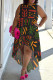 Black Casual Print Patchwork O Neck Irregular Plus Size Dresses