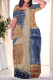 Blue Coffee Casual Street Faux Denim Print O Neck Printed Plus Size Dresses