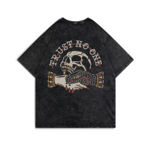 Black TRUST NO ONE PRINTING WASHED T-SHIRT