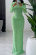Green Elegant Solid Color Patchwork O Neck Long Dresses