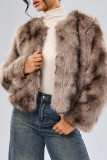 Light Brown Street Patchwork Cardigan Collar Outerwear