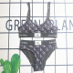 Black Sexy Letters Patchwork Backless Swimwears