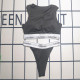 Black Sexy Letters Patchwork Swimwears