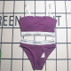 Purple Sexy Letters Patchwork Swimwears