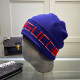 Blue Casual Daily Letters Weave Contrast Hat