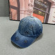 Blue Casual Street Letters Embroidered Distressed Contrast Hat