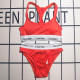 Orange Red Sportswear Letters Patchwork Swimwears