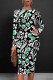 Green Elegant Plaid Floral Print Contrast O Neck Printed Dresses