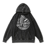 Black GOOD MOMS SAY BAD WORDS PRINTING WASHED HOODIE