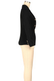 White Street Solid Color Buttons Patchwork Turn-back Collar Outerwear
