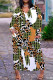 Grass Green Casual Print Basic V Neck Long Plus Size Dresses