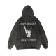 Black DON'T BE A LADY BE A LEGEND PRINTING WASHED HOODIE