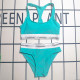 Cyan Sportswear Letters Patchwork Swimwears