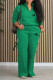 Green Casual Sportswear Letter Print Pocket Patchwork Zipper Turndown Collar Long Sleeve Two Pieces