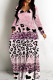 Pink Casual Print Basic V Neck Long Dresses