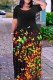 Black Casual Print Basic O Neck Long Plus Size Dresses
