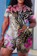 Leopard Print Casual Print Basic O Neck Short Sleeve Two Pieces