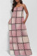 Pink Sexy Street Faux Denim Print Pocket U Neck Printed Dresses