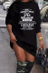 Black Casual Letters Patchwork O Neck Straight Dresses