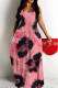 Peach Sexy Casual Print Backless Spaghetti Strap Long Dresses