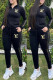 Black Casual Print Patchwork Zipper Collar Long Sleeve Two Pieces