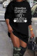 Black Casual Letters Patchwork O Neck Straight Dresses
