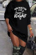 Black Casual Letters Patchwork O Neck Straight Dresses