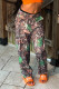 Multicolor Casual Print Pocket Buttons Patchwork Zipper Regular Low Waist Conventional Full Print Bottoms