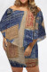 Blue Coffee Casual Street Faux Denim Print Irregular Off Shoulder Printed Plus Size Dresses