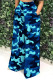 Blue Casual Street Geometric Print Camouflage Print Pocket Contrast Loose High Waist Wide Leg Full Print Bottoms