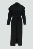 Black Casual Solid Color With Belt Turtleneck Long Sleeve Two Pieces