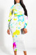 Multicolor Street Elegant Floral Print Contrast Half A Turtleneck Printed Dresses