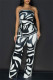 Black Casual Print Backless Slit Strapless Sleeveless Two Pieces