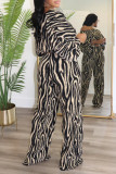 Black Casual Stripe Patchwork Backless Off Shoulder Long Sleeve Two Pieces