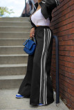 Blue Casual Stripe Pocket Patchwork Zipper Zipper Collar Long Sleeve Two Pieces