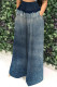 Tibetan Blue Casual Print Pocket Patchwork Loose High Waist Wide Leg Full Print Bottoms