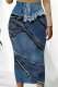 Dark Blue Sexy Print Patchwork Skinny Mid Waist Full Print Bottoms
