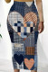 White Orange Sexy Print Patchwork Skinny Mid Waist Full Print Bottoms
