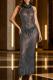 Black Sexy Hot Drilling See-Through Half A Turtleneck Long Dresses